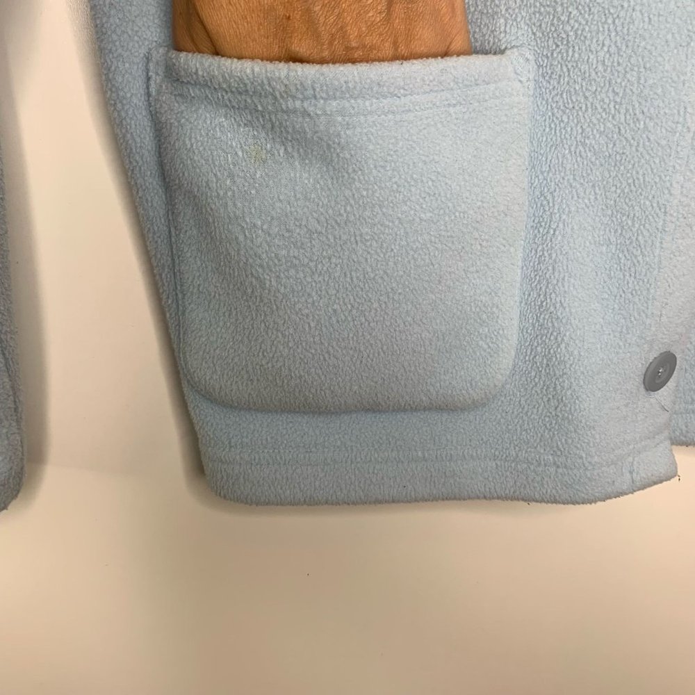 VTG L.L. BEAN Light Blue Fleece Teddy‎ Bear Jacket Sz M - Picture 4 of 7